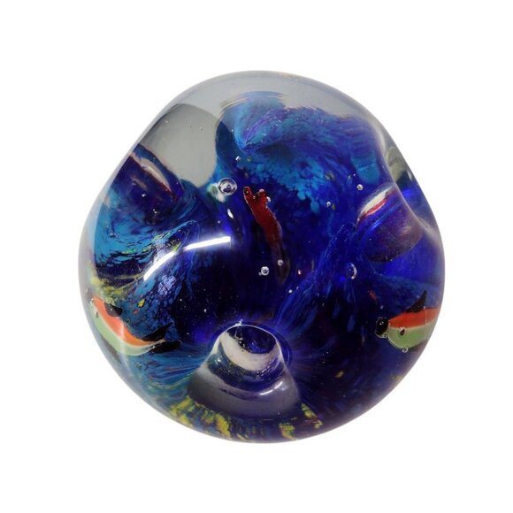 Art Glass Fish Aquarium Pen Holder Paperweight Vintage Tropical Ocean Office - Picture 4 of 6